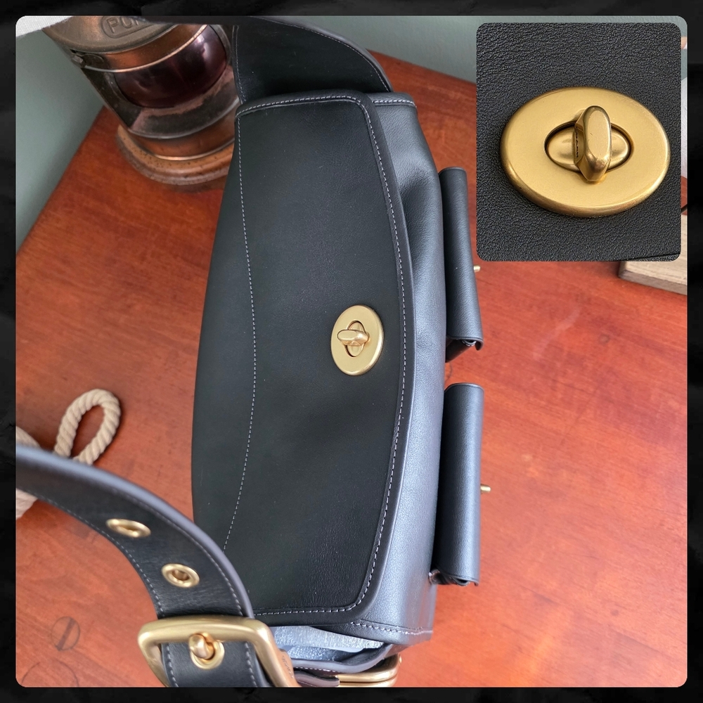 Coach CDZ12 Turnlock Haversack Black Leather Brass Shoulder Bag NWT - Picture 12 of 16